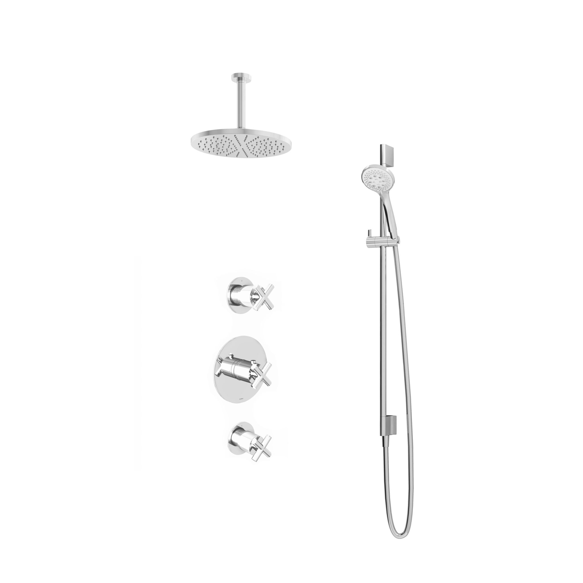 Hotbath Chap Inbouw Regendoucheset Rond Met 2 Stopkranen, Plafondbuis 15cm, Hoofddouche 30cm, 3-Standen Handdouche En Glijstang Chroom