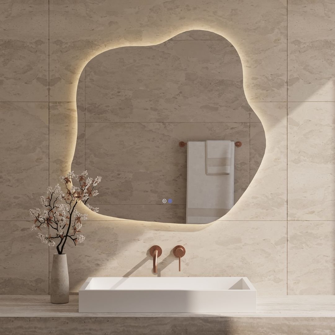 Best-Design "Blub" Organisch spiegel incl.verwarming, 3 kleuren LED verlichting, dimbaar 80x80cm