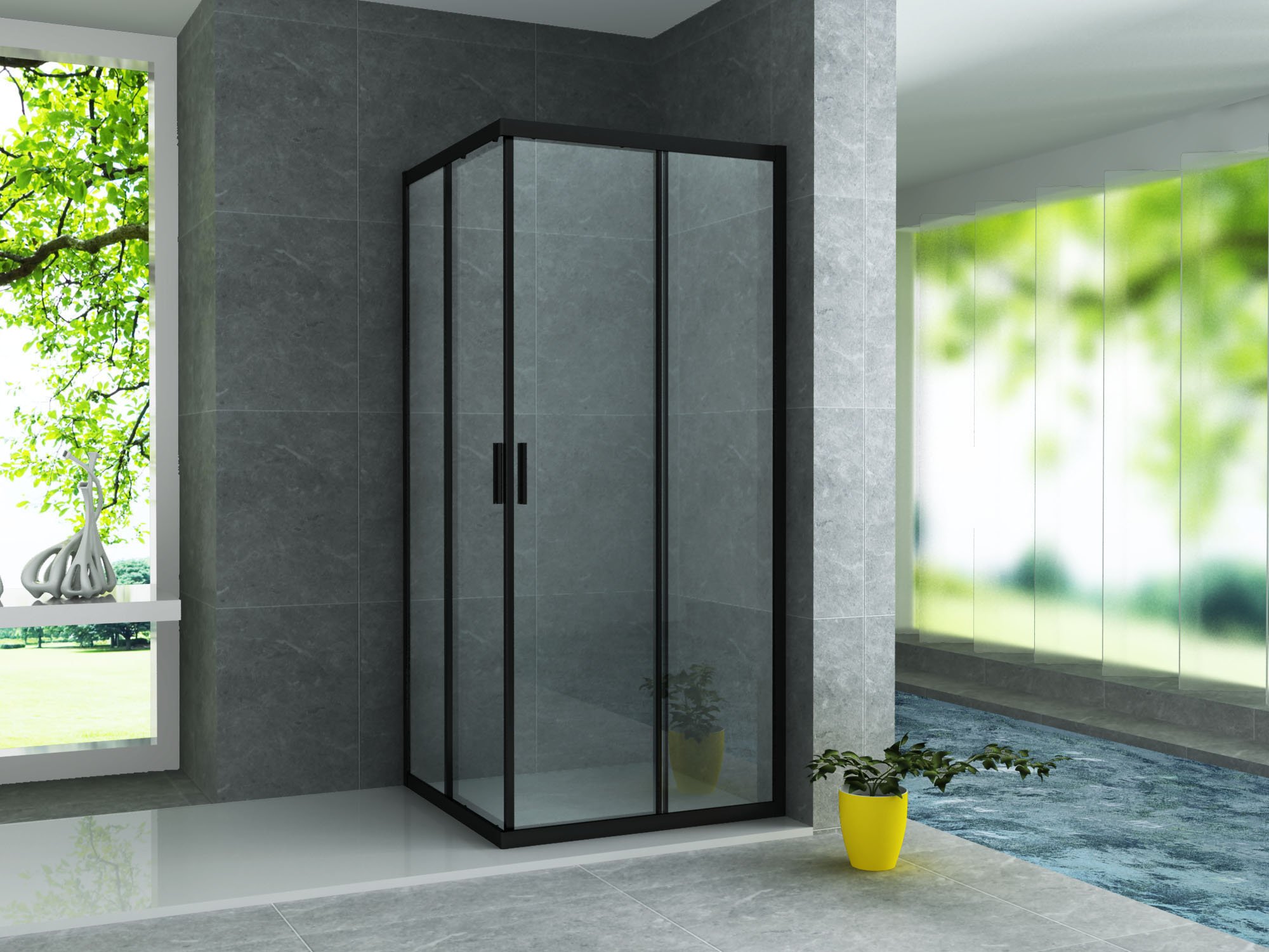 Creavit Aloni Douche Hoekinstap Mat Zwart 80x80x195cm
