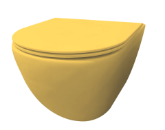 Best-Design "Morrano-49-Zonder-Spoelrand" wandcloset blinde bevestiging incl. zitting Mat-geel