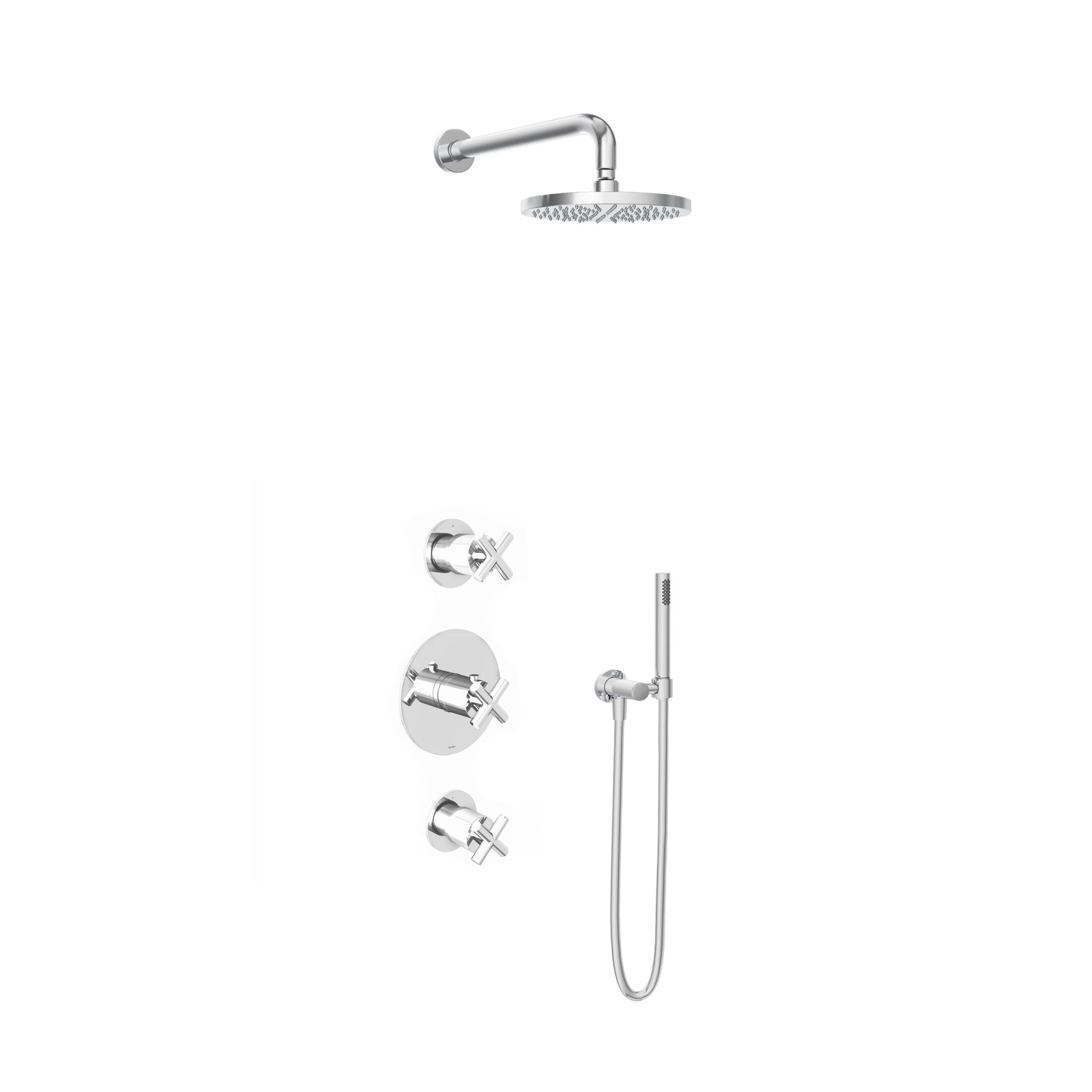 Hotbath Chap Inbouw Regendoucheset Rond Met 2 Stopkranen, Wandarm, Hoofddouche 20cm En Staafhanddouche Chroom