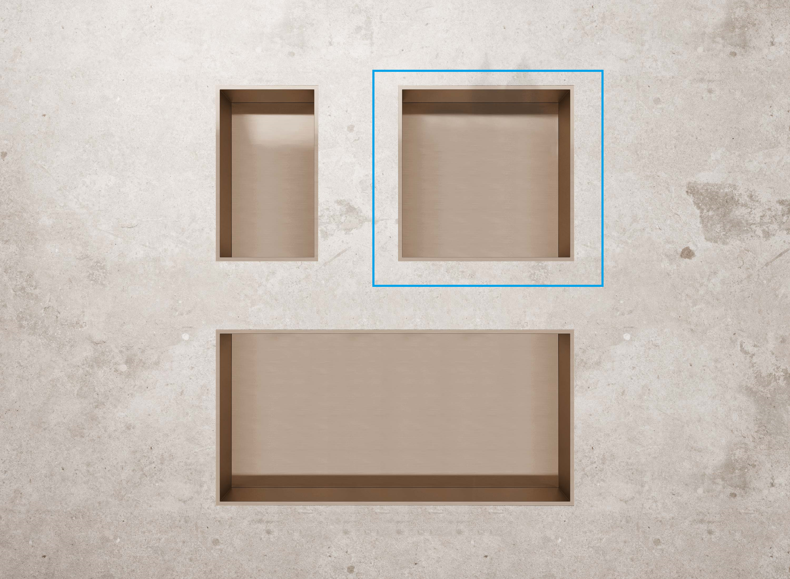 Creavit Aloni Inbouwnis geborsteld koper 305x305x100mm