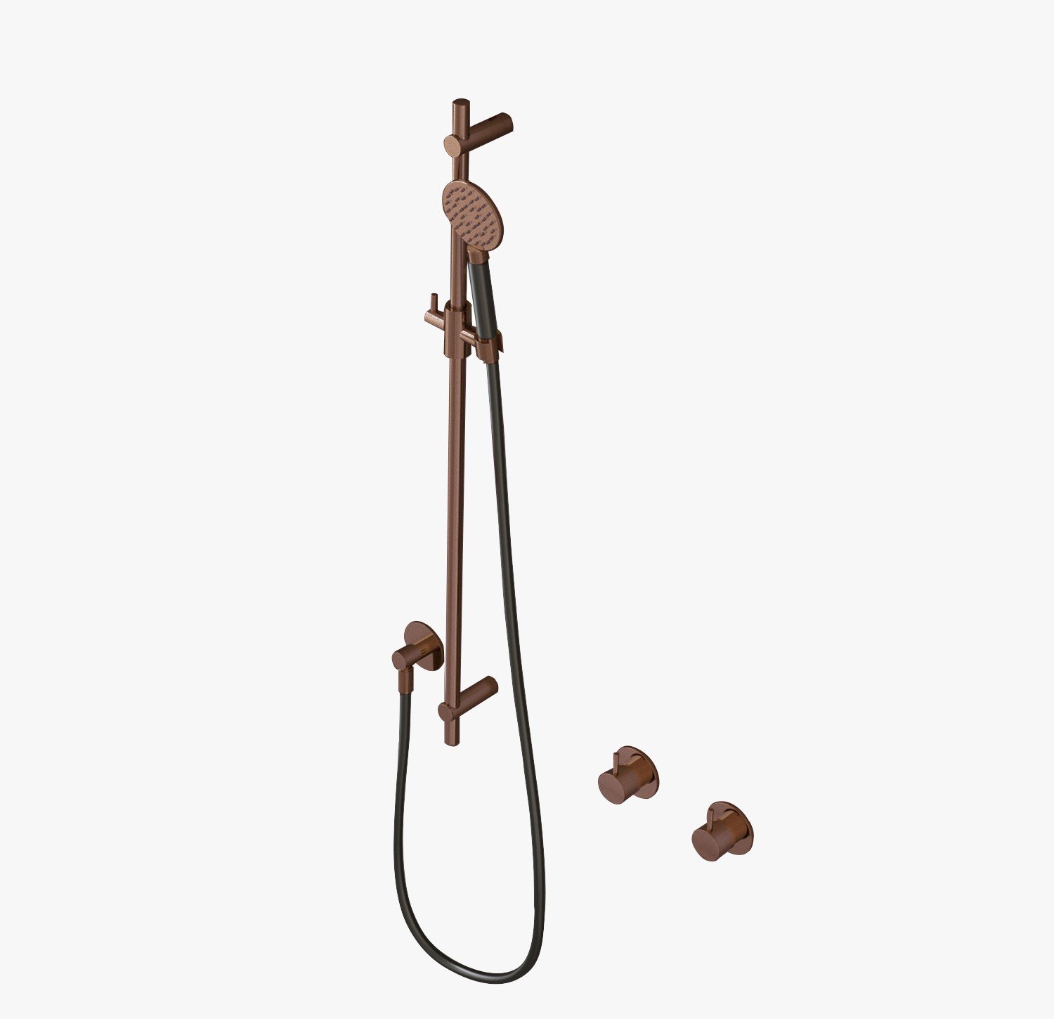 Hotbath Glijstang 90cm Met Wandaansluitbocht, Doucheslang 150cm En Ronde Handdouche Geborsteld Koper PVD