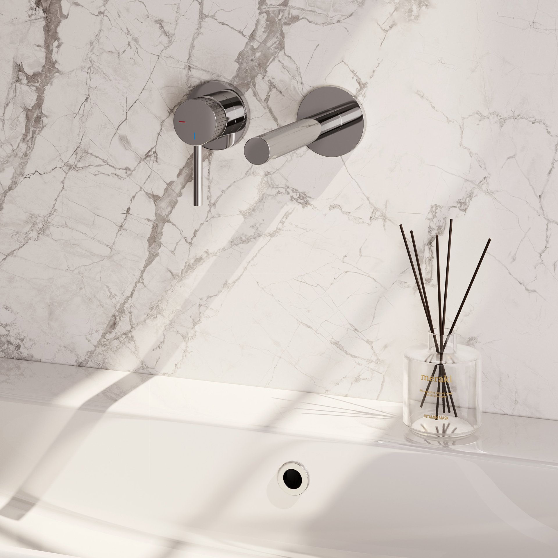 BRAUER Stripe inbouw wastafelmengkraan met rechte uitloop en rozetten model A2 chroom