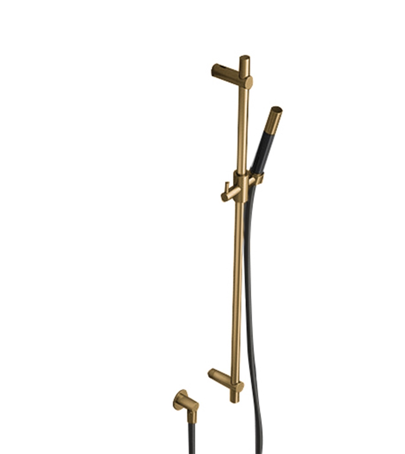 Hotbath Glijstang 90cm Met Wandaansluitbocht, Doucheslang 150cm En Staafhanddouche Geborsteld Messing - Living Colours