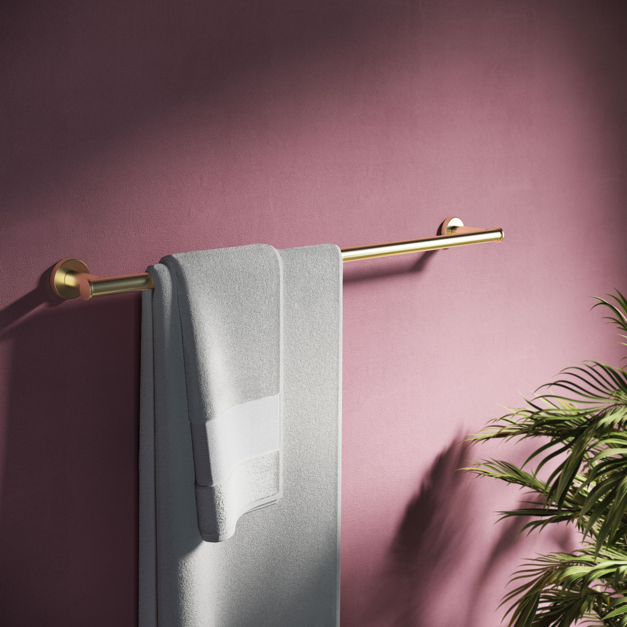 Hotbath Cobber X Handdoekstang 64cm Geborsteld Messing PVD