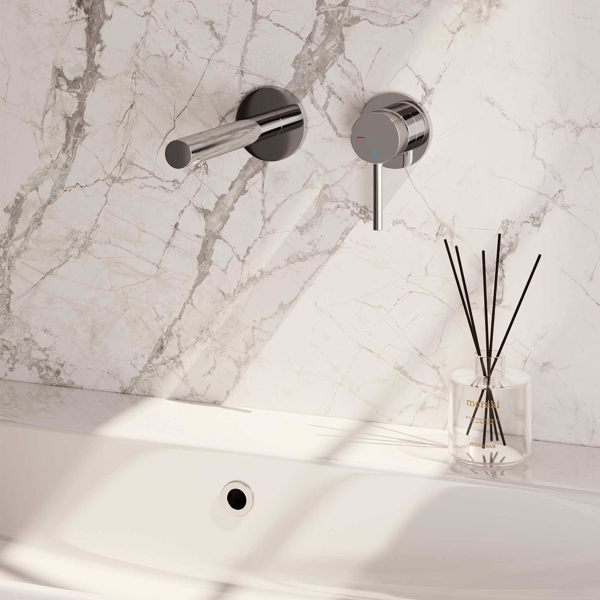 BRAUER Chrome Carving inbouw wastafelmengkraan met rechte uitloop en rozetten model A1 chroom