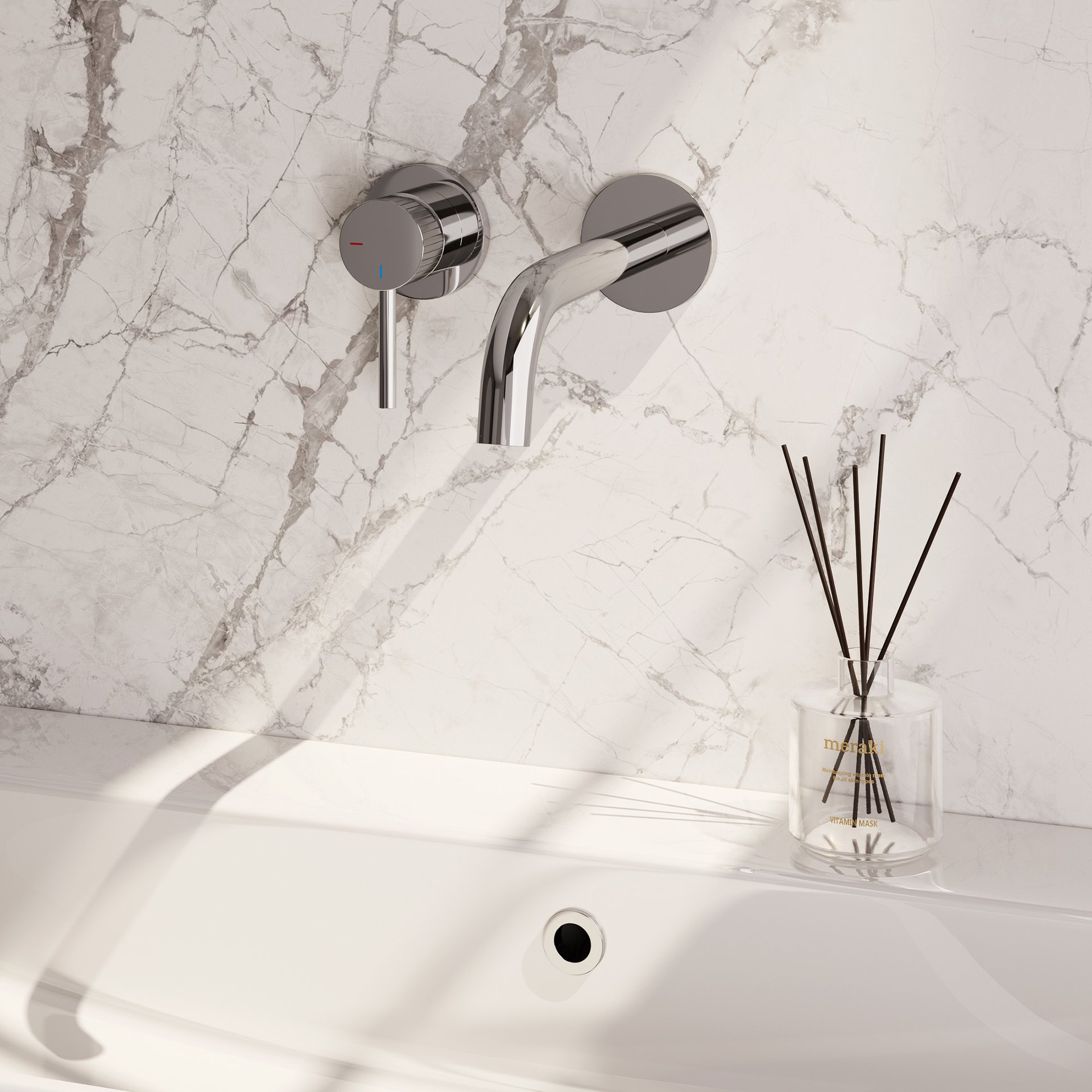 BRAUER Stripe inbouw wastafelmengkraan met gebogen uitloop en rozetten model A2 chroom