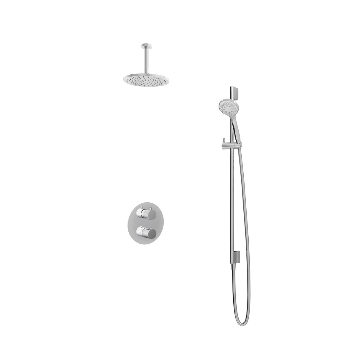 Hotbath Buddy Inbouw Regendoucheset Met 2-Weg-Omstel, Plafondbuis 15cm, Hoofddouche 20cm, 3-Standen Handdouche En Glijstang Chroom