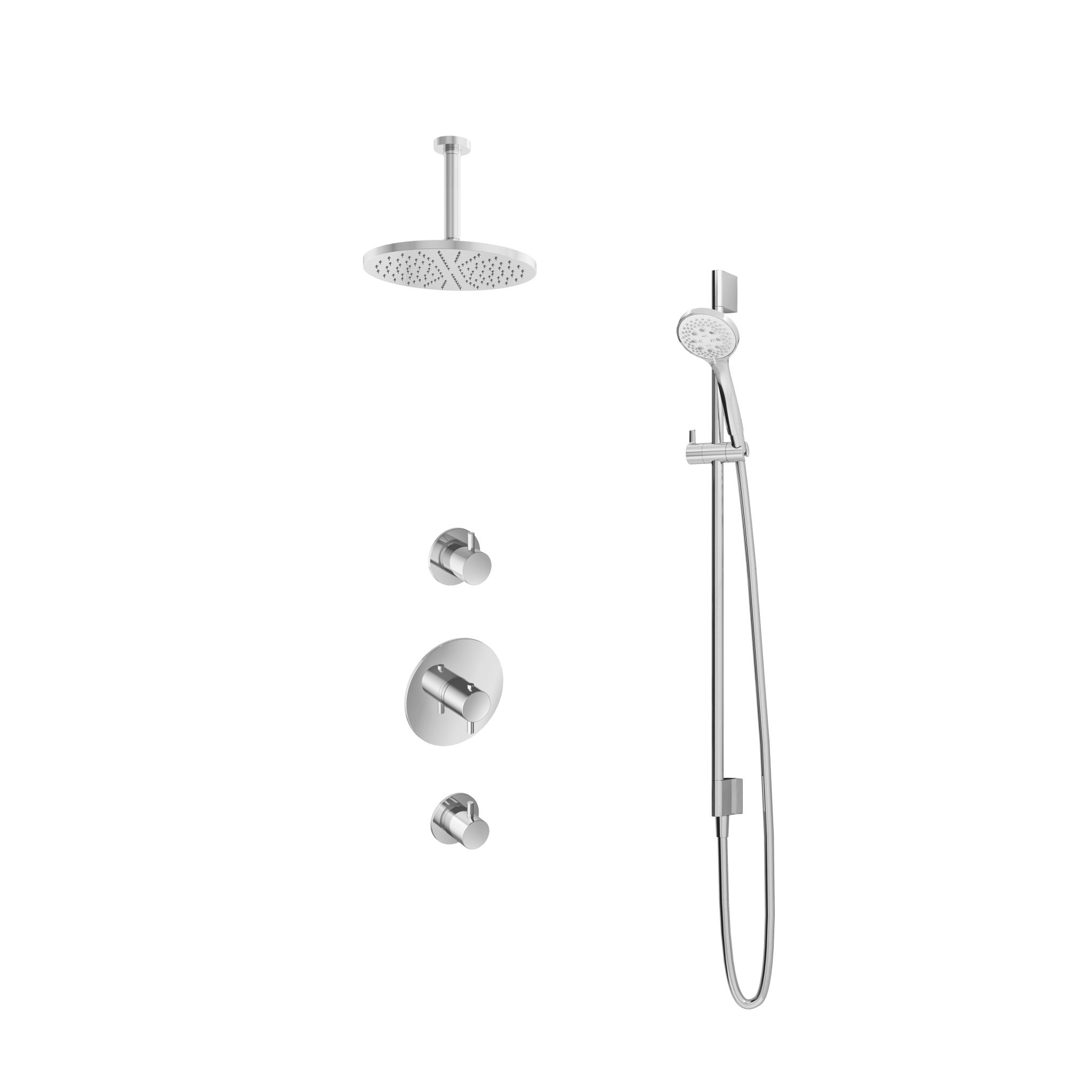 Hotbath Laddy Inbouw Regendoucheset Rond Met 2 Stopkranen, Plafondbuis 15cm, Hoofddouche 25cm, 3-Standen Handdouche En Glijstang Chroom