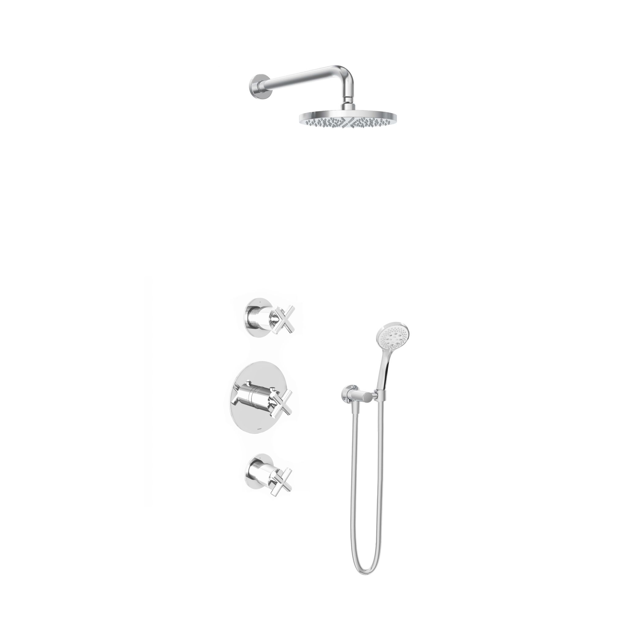 Hotbath Chap Inbouw Regendoucheset Rond Met 2 Stopkranen, Wandarm, Hoofddouche 20cm En 3-Standen Handdouche Chroom