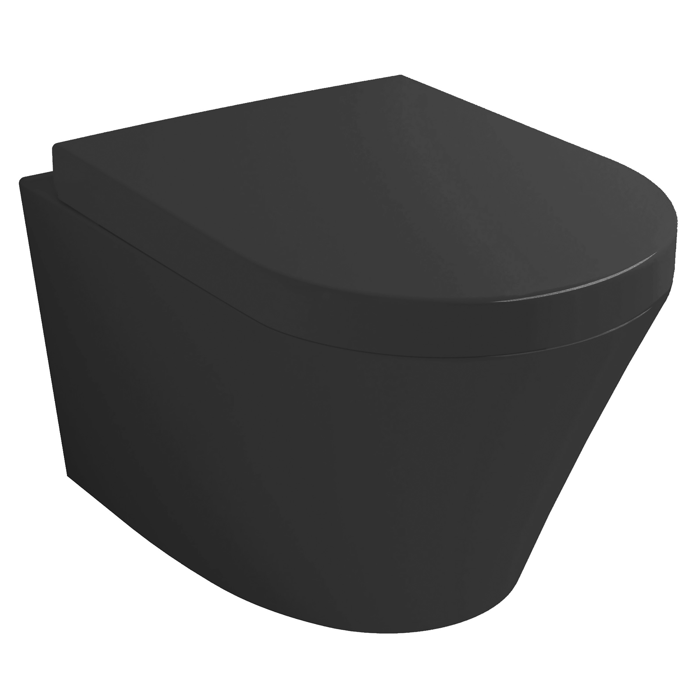 Vesta Wandcloset Rimless Met Vesta Toiletzitting Softclose En Quick Release Mat Zwart