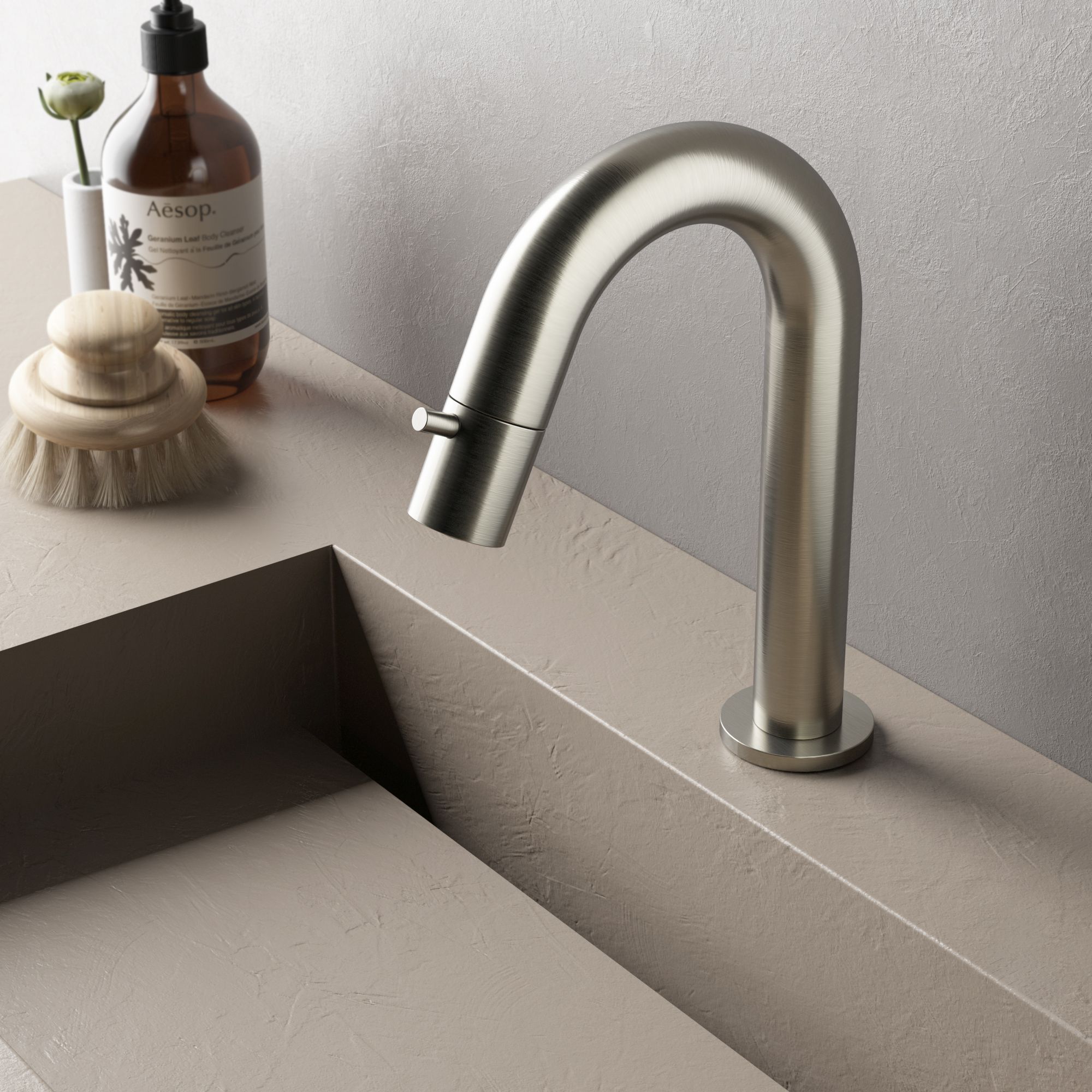 Hotbath Dude Opbouw Fonteinkraan U-uitloop Geborsteld Nikkel