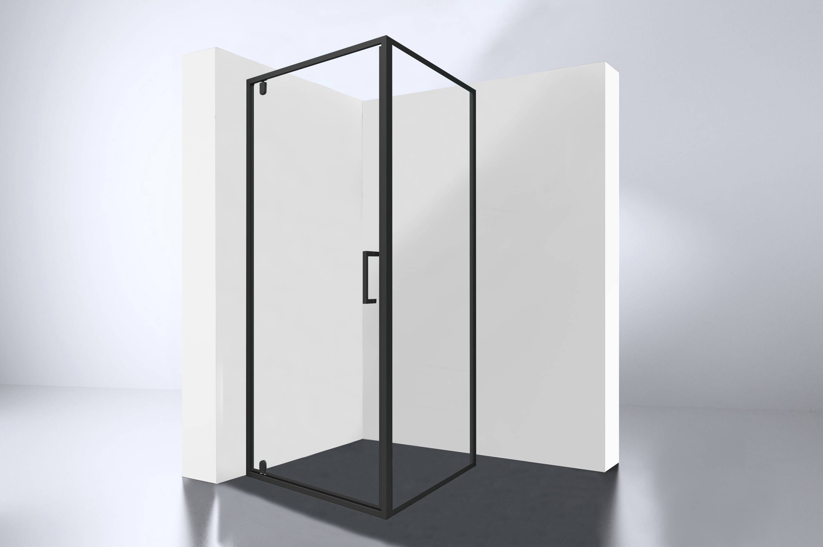 Best-Design Hoek Cabine Zwart Baron-H-100 met 1 swing swing deur 100x100x200cm Nano Glas 8 mm
