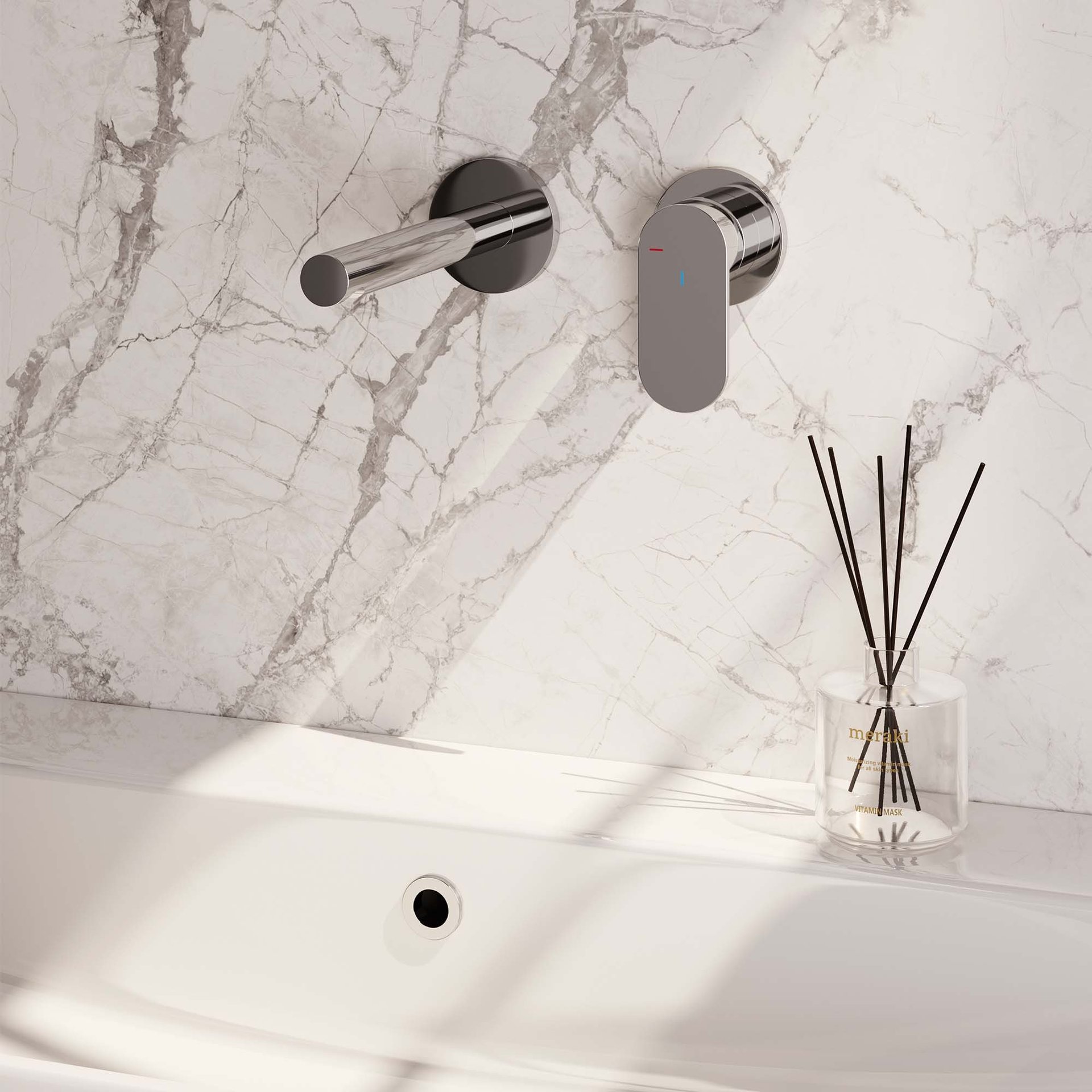 BRAUER Chrome Edition inbouw wastafelmengkraan met rechte uitloop en rozetten model C1 chroom