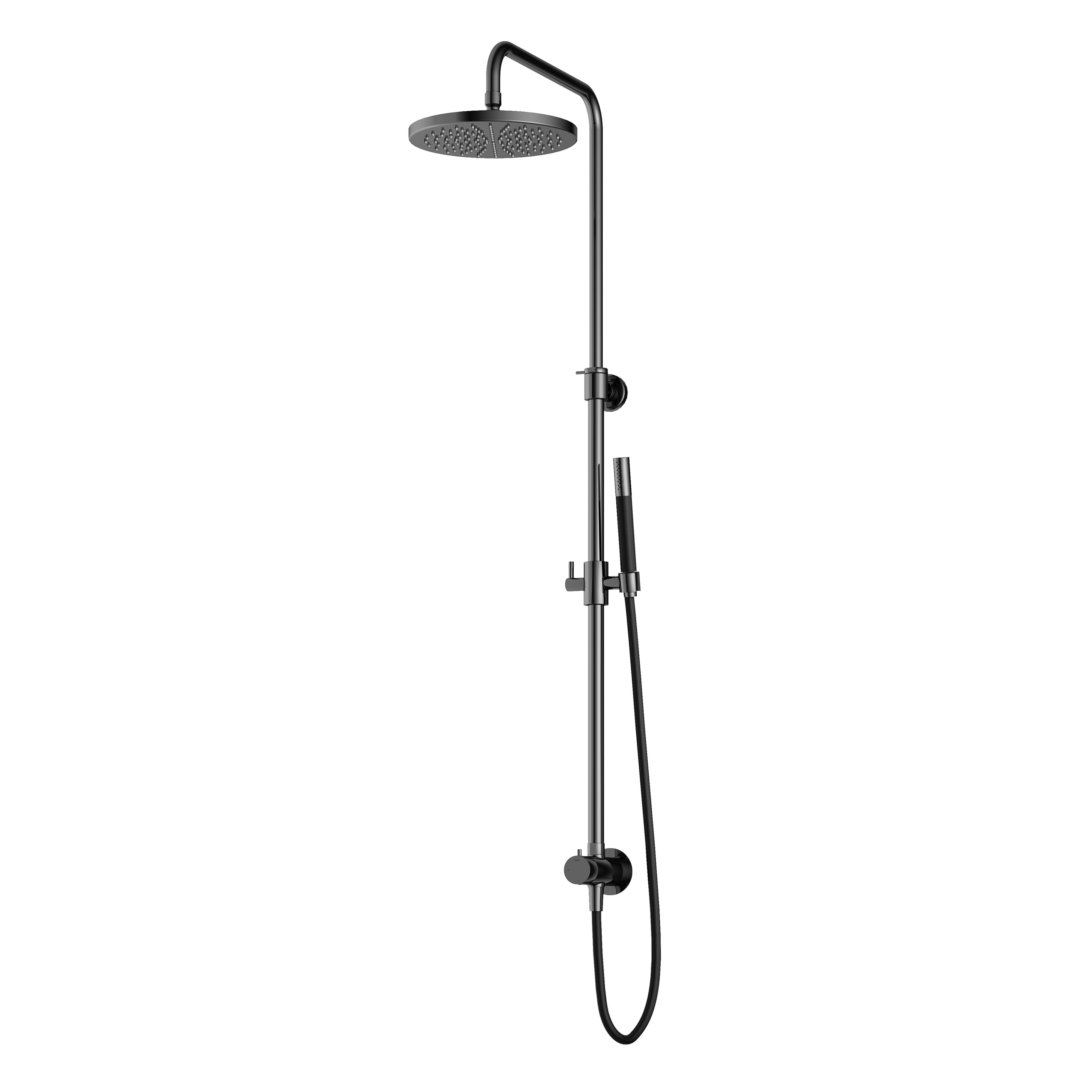 Hotbath Cobber Opbouw Regendoucheset Met Omstel, Hoofddouche 30cm En Staafhanddouche Zwart Chroom