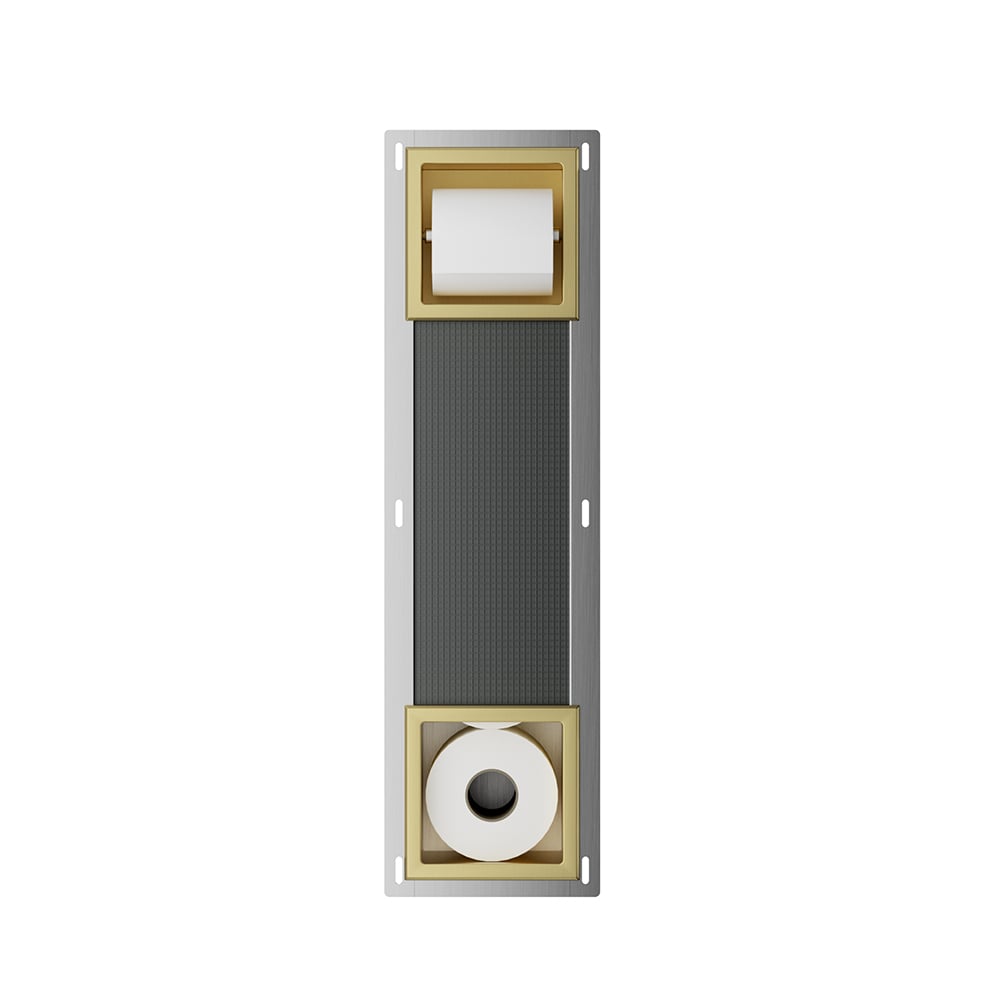Rocko Toiletrolhouder Zonder Klep En Reserverolhouder Inbouw Geborsteld Messing
