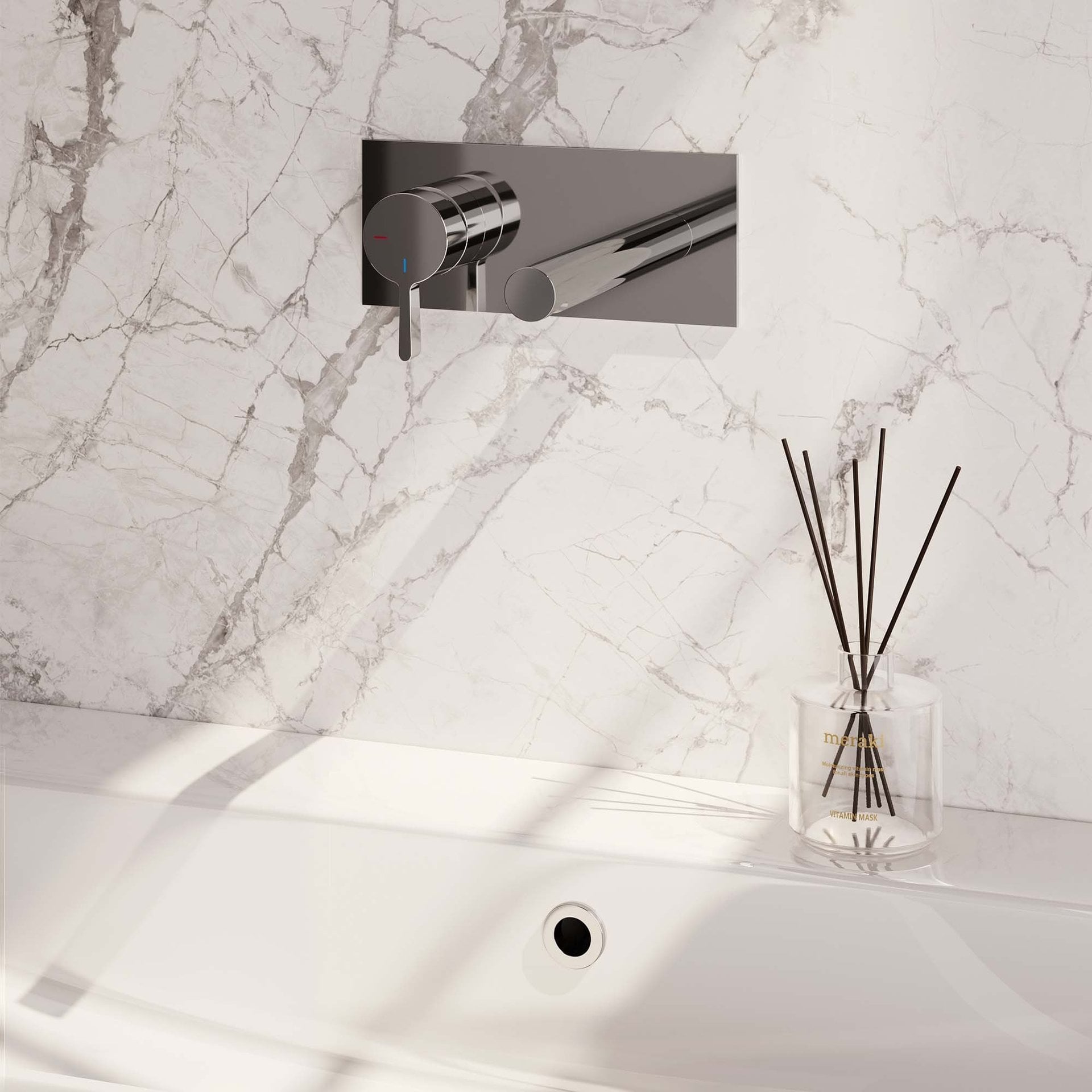 BRAUER Chrome Edition inbouw wastafelmengkraan met rechte uitloop en afdekplaat model E2 chroom