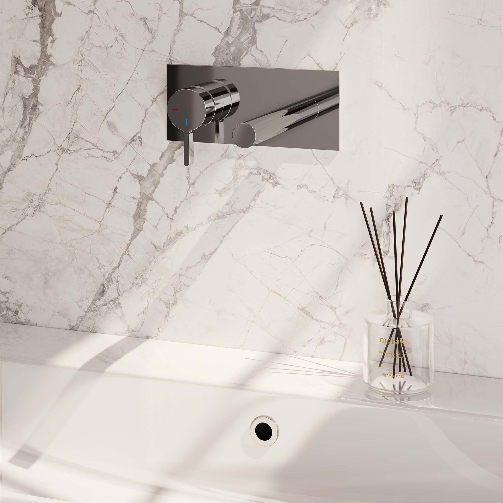 BRAUER Chrome Edition inbouw wastafelmengkraan met rechte uitloop en afdekplaat model E2 chroom