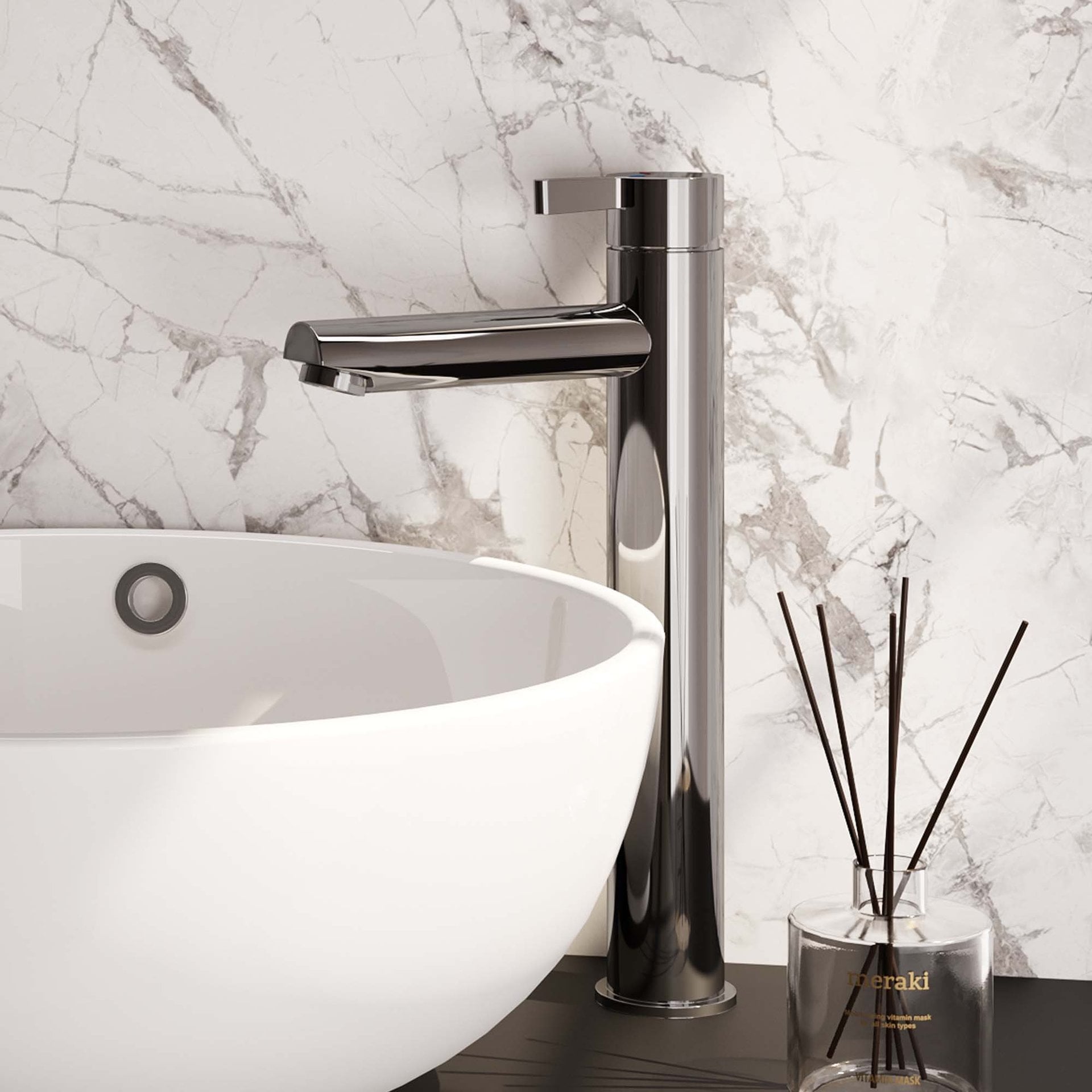 BRAUER Chrome Edition verhoogde opbouw wastafelmengkraan model E chroom