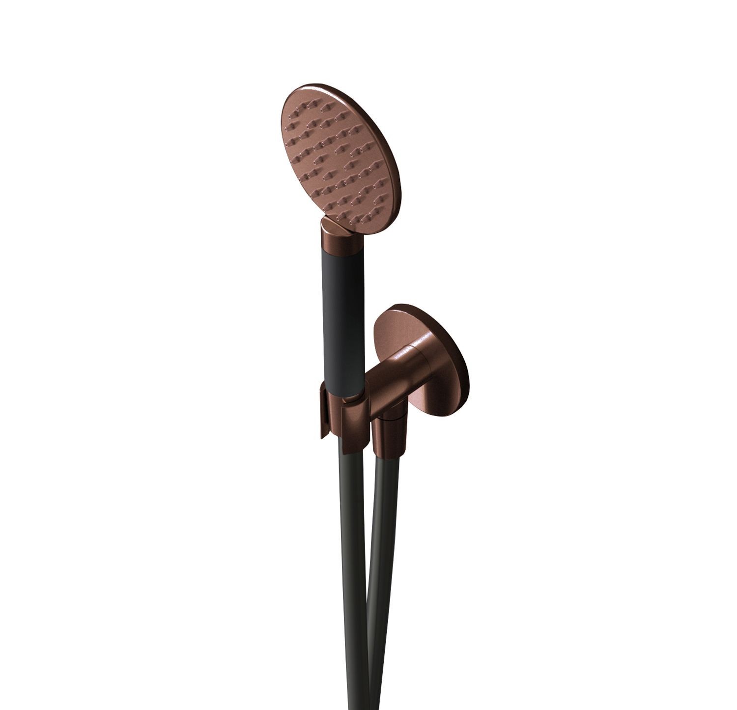 Hotbath Cobber Ronde Handdouche Met Wandsteun, Muuruitslaat En Doucheslang 150cm Geborsteld Koper PVD