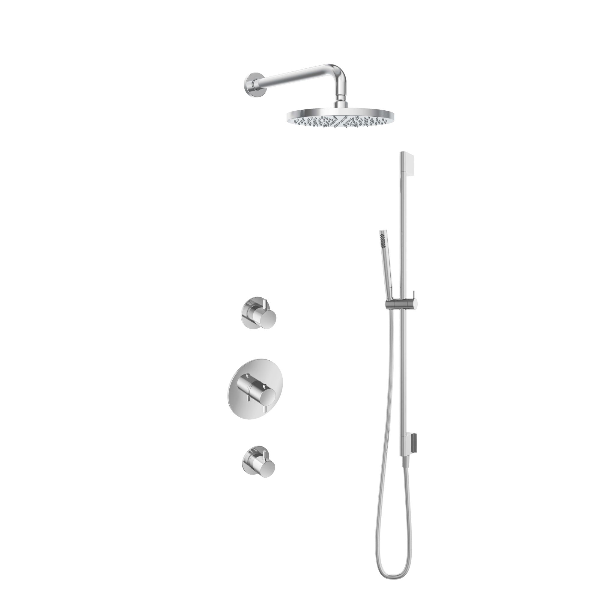 Hotbath Laddy Inbouw Regendoucheset Rond Met 2 Stopkranen, Wandarm, Hoofddouche 25cm, Staafhanddouche En Glijstang Chroom