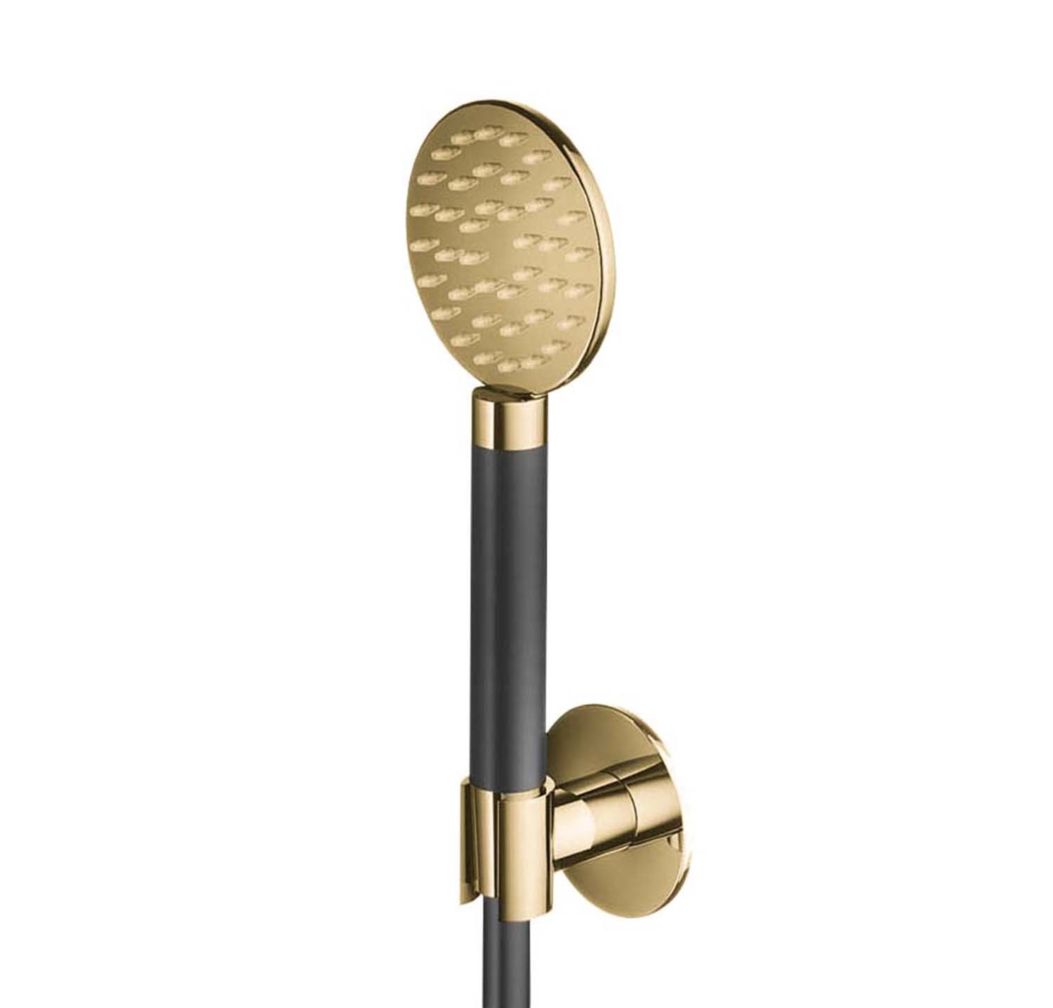 Hotbath Cobber Ronde Handdouche Met Wandsteun En Doucheslang 150cm Gepolijst Messing - Living Colours
