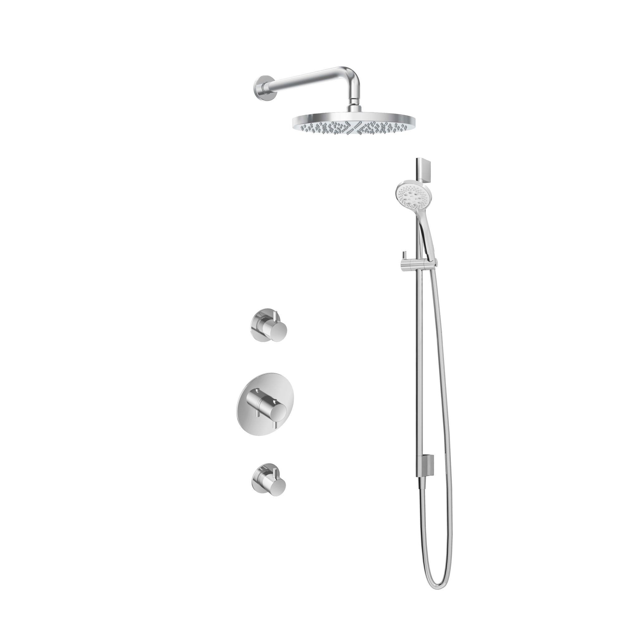 Hotbath Laddy Inbouw Regendoucheset Rond Met 2 Stopkranen, Wandarm, Hoofddouche 30cm, 3-Standen Handdouche En Glijstang Chroom