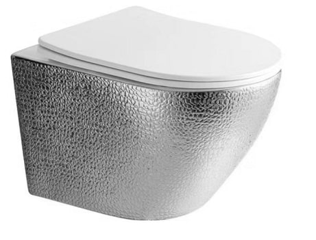 Best-Design Royal-Zilver-49-Zonder-Spoelrand wandcloset blinde bevestiging incl. zitting Glans-Wit / Zilver