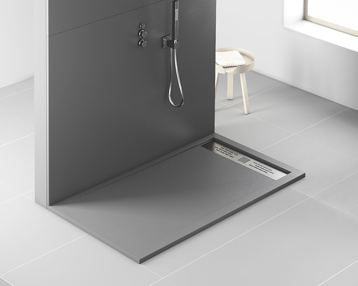 Creavit Aloni Elite Flat Composietsteen Douchebak Grijs 120x80x3cm