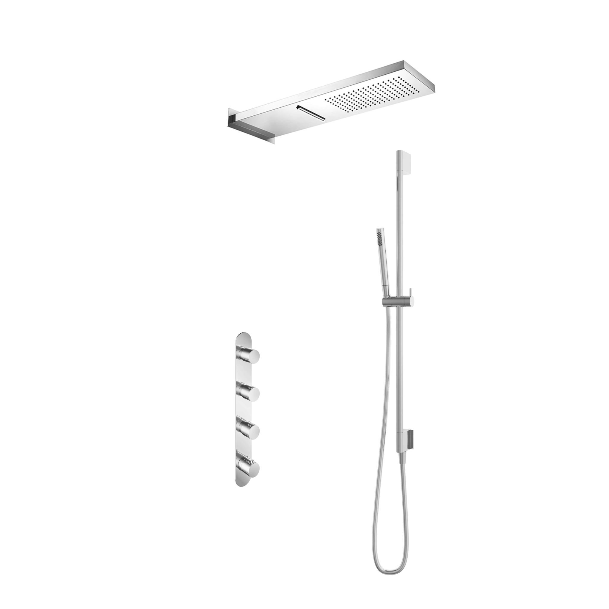 Hotbath Buddy - Laddy Inbouw Regendoucheset Met 3 stopkranen, Waterval Hoofddouche, Staafhanddouche En Glijstang Chroom