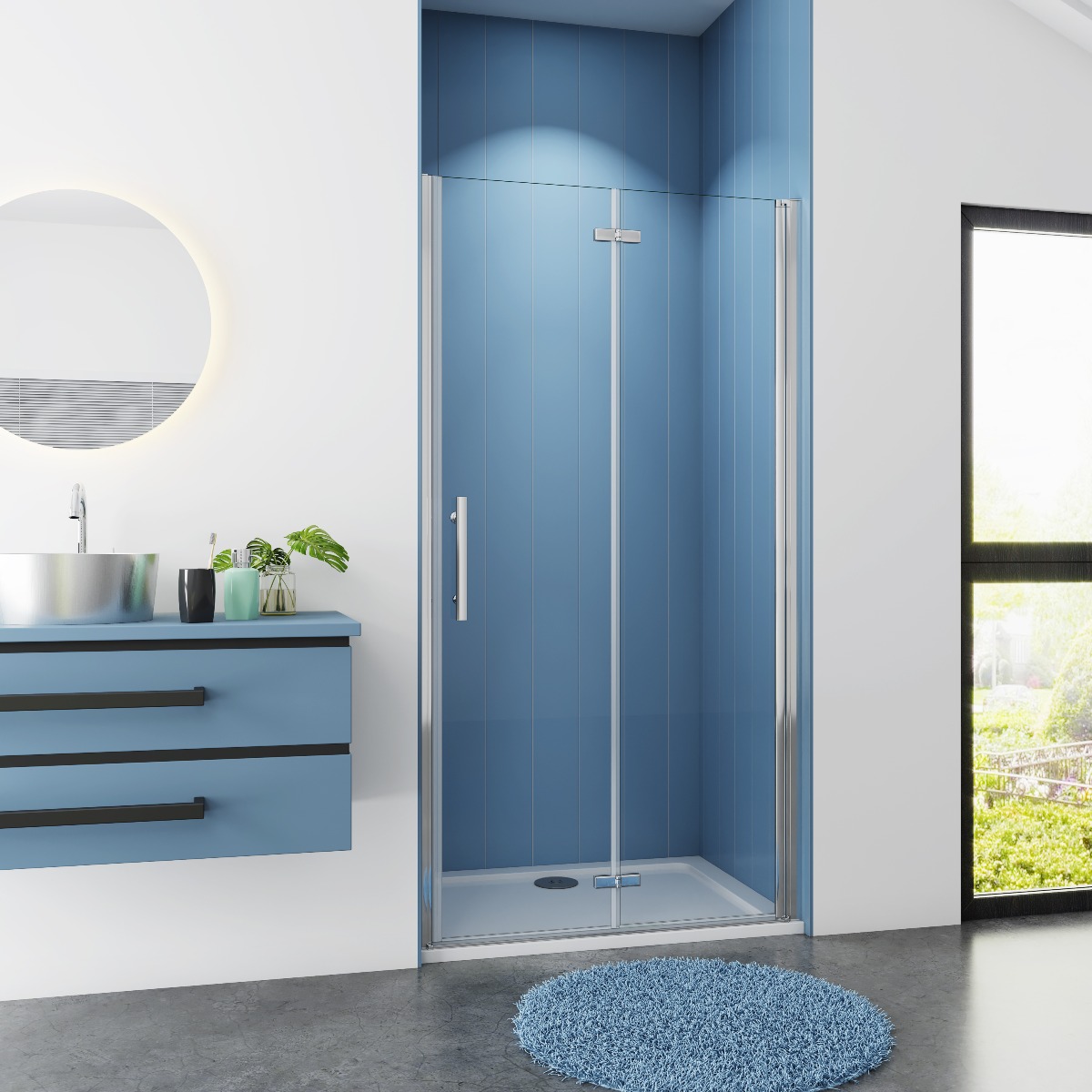 Douchedeur Poppy Nisdeur 85X195 Vouwdeur 2-Delig 6Mm Helder Glas Antikalk Chroom