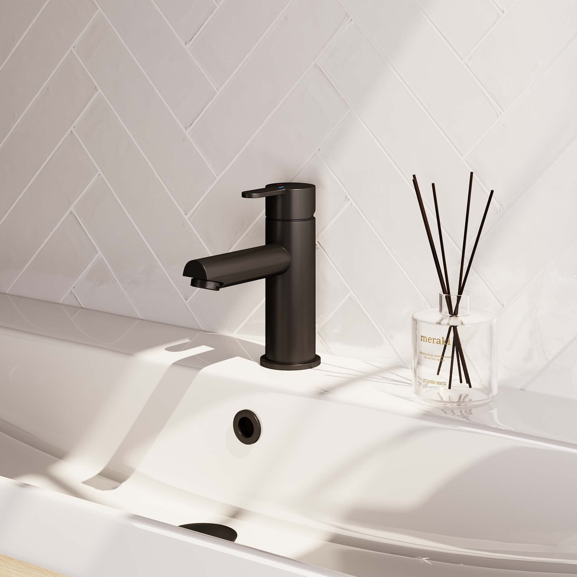 BRAUER Black Edition lage opbouw wastafelmengkraan model D mat zwart