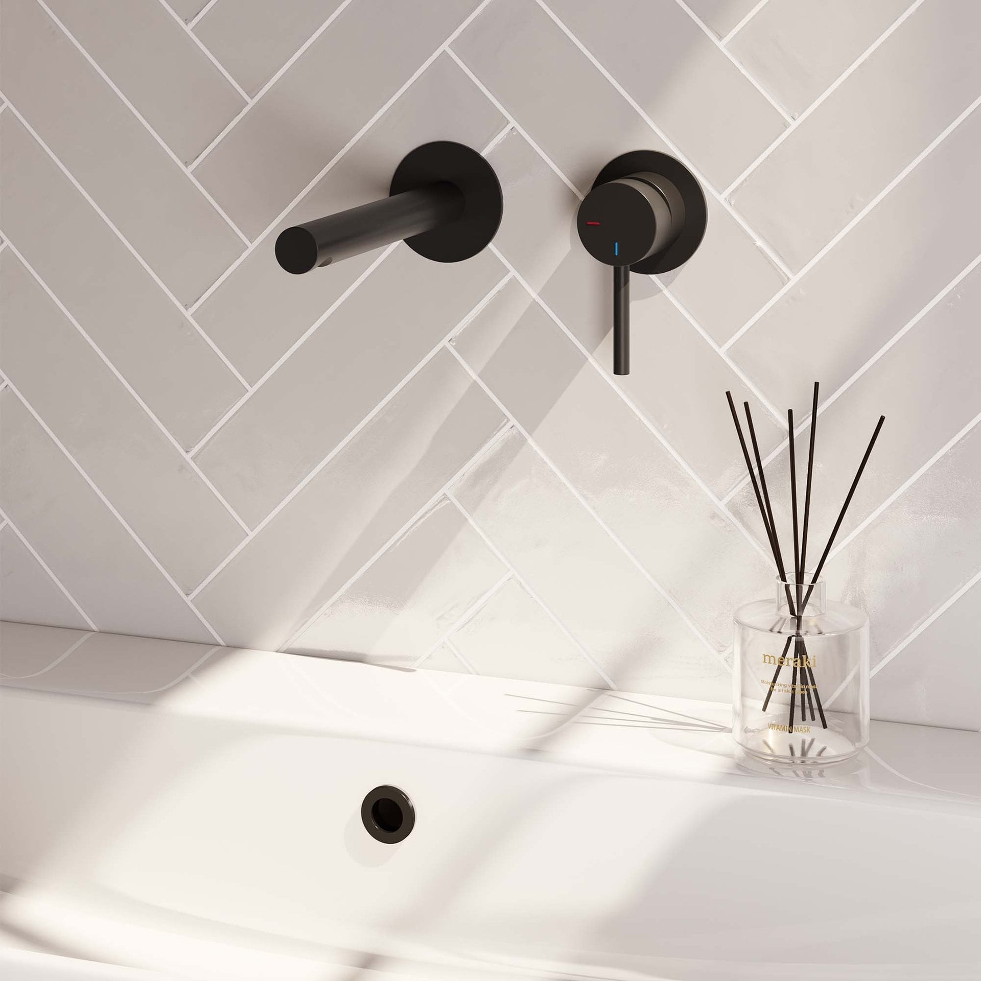 BRAUER Black Edition inbouw wastafelmengkraan met rechte uitloop en rozetten model A1 mat zwart