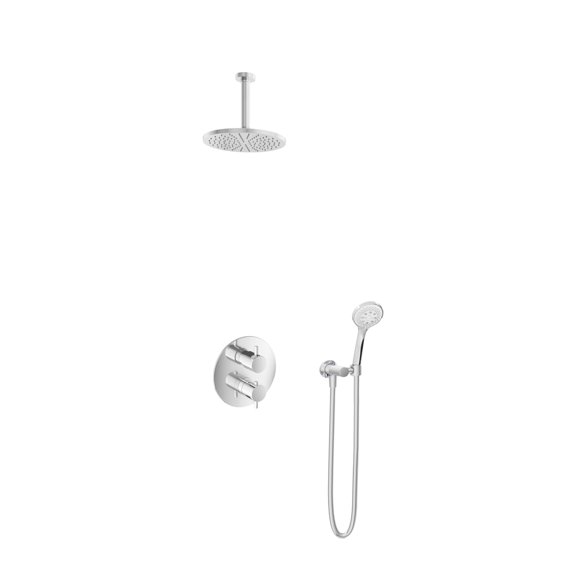 Hotbath Laddy Inbouw Regendoucheset Rond Met 2-Weg-Omstel, Plafondbuis 15cm, Hoofddouche 20cm En 3-Standen Handdouche Chroom