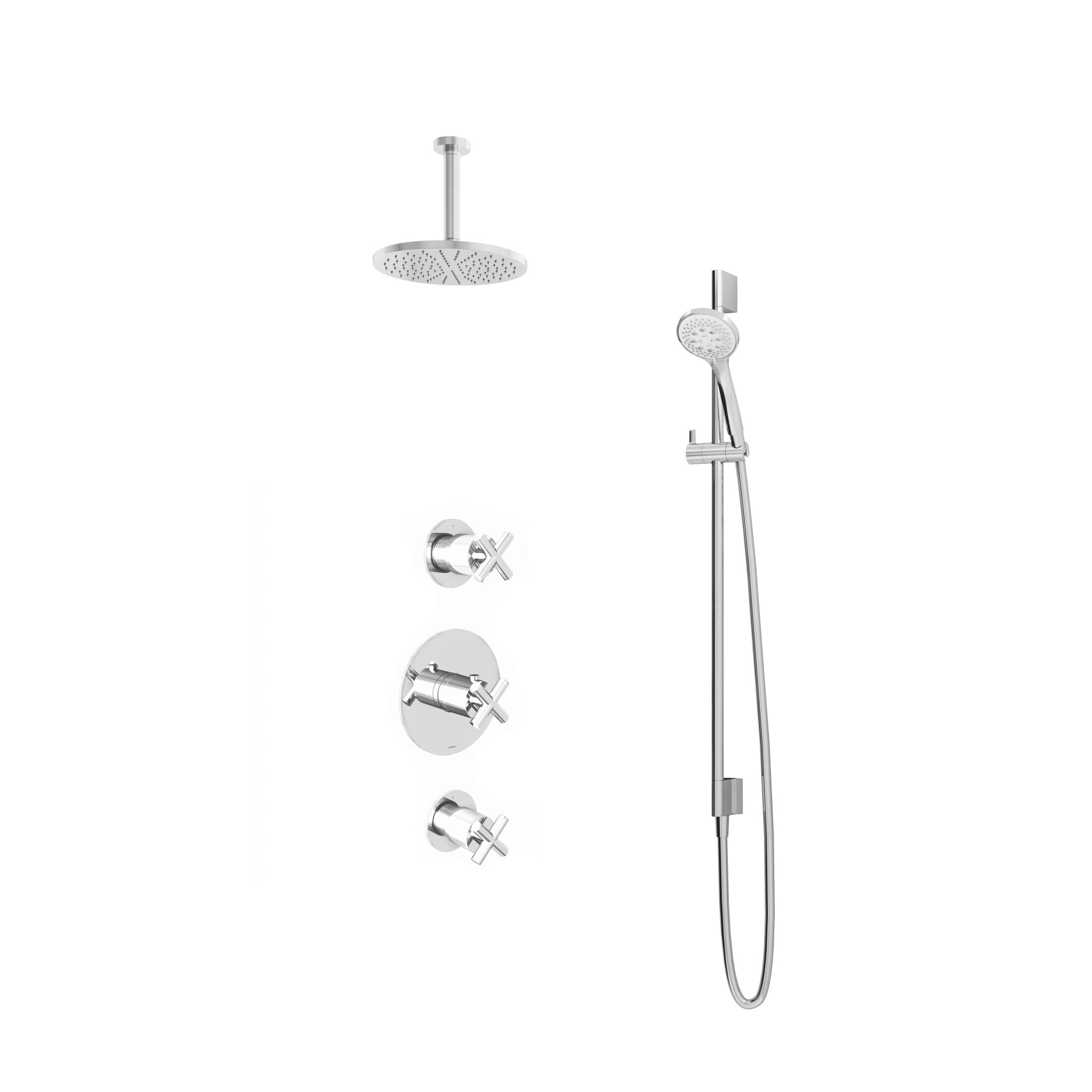 Hotbath Chap Inbouw Regendoucheset Rond Met 2 Stopkranen, Plafondbuis 15cm, Hoofddouche 20cm, 3-Standen Handdouche En Glijstang Chroom