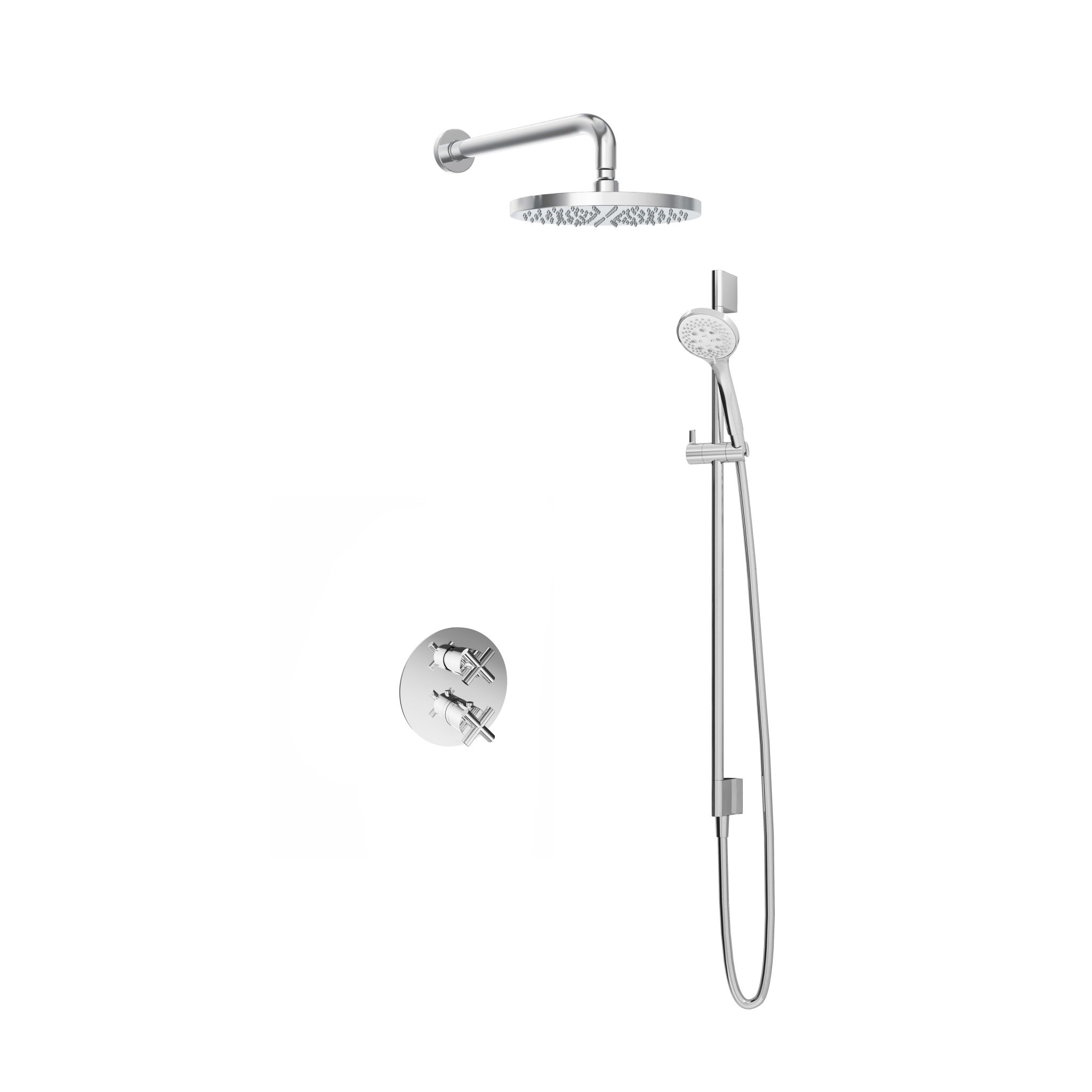 Hotbath Chap Inbouw Regendoucheset Rond Met 2-weg-omstel, Wandarm, Hoofddouche 25cm, 3-Standen Handdouche En Glijstang Chroom