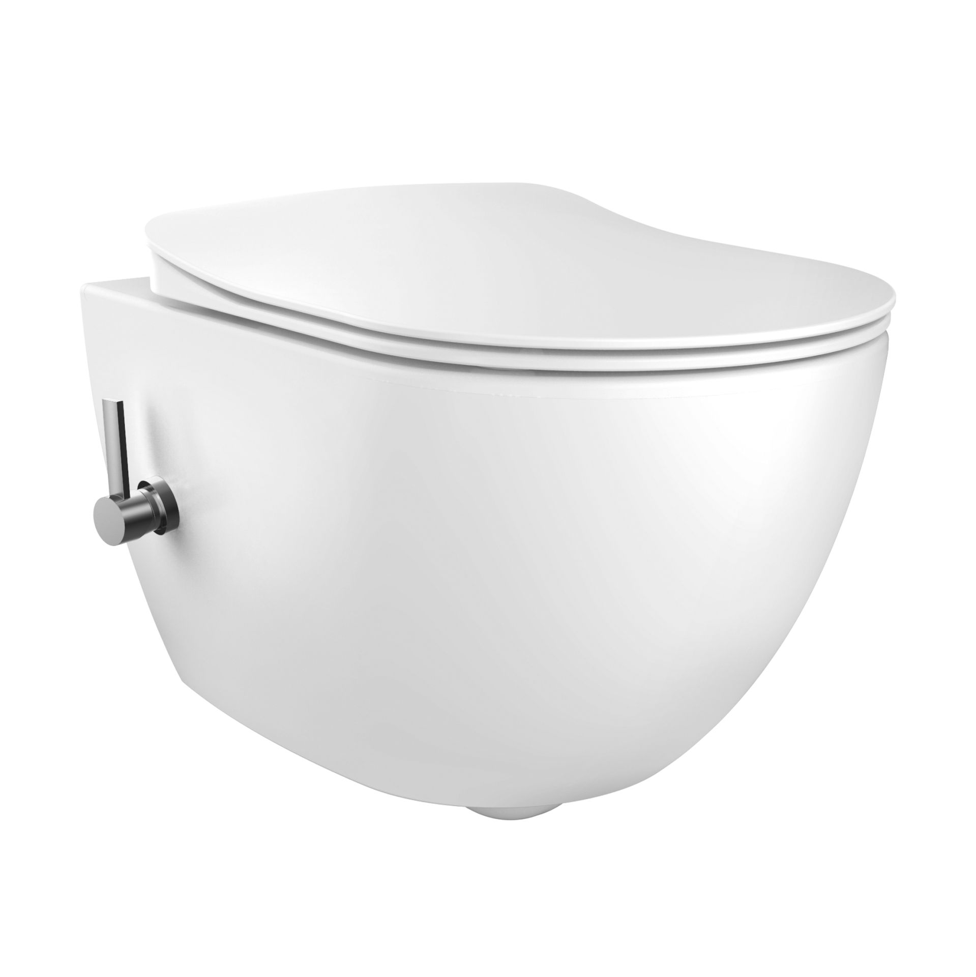 Creavit Design Ophang Wc Wit Met Rvs Sproeier (Bidet) Rimoff Met Een Geïntegreerde Warm / Koud Water Kraan