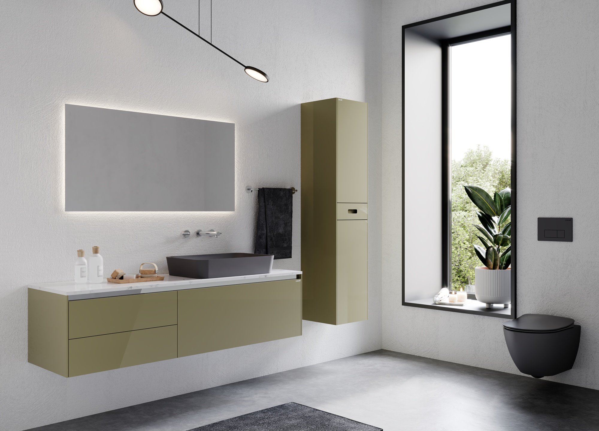 Creavit Design Ophang Wc Met RVS Sproeier Warm-Koud Mat Zwart