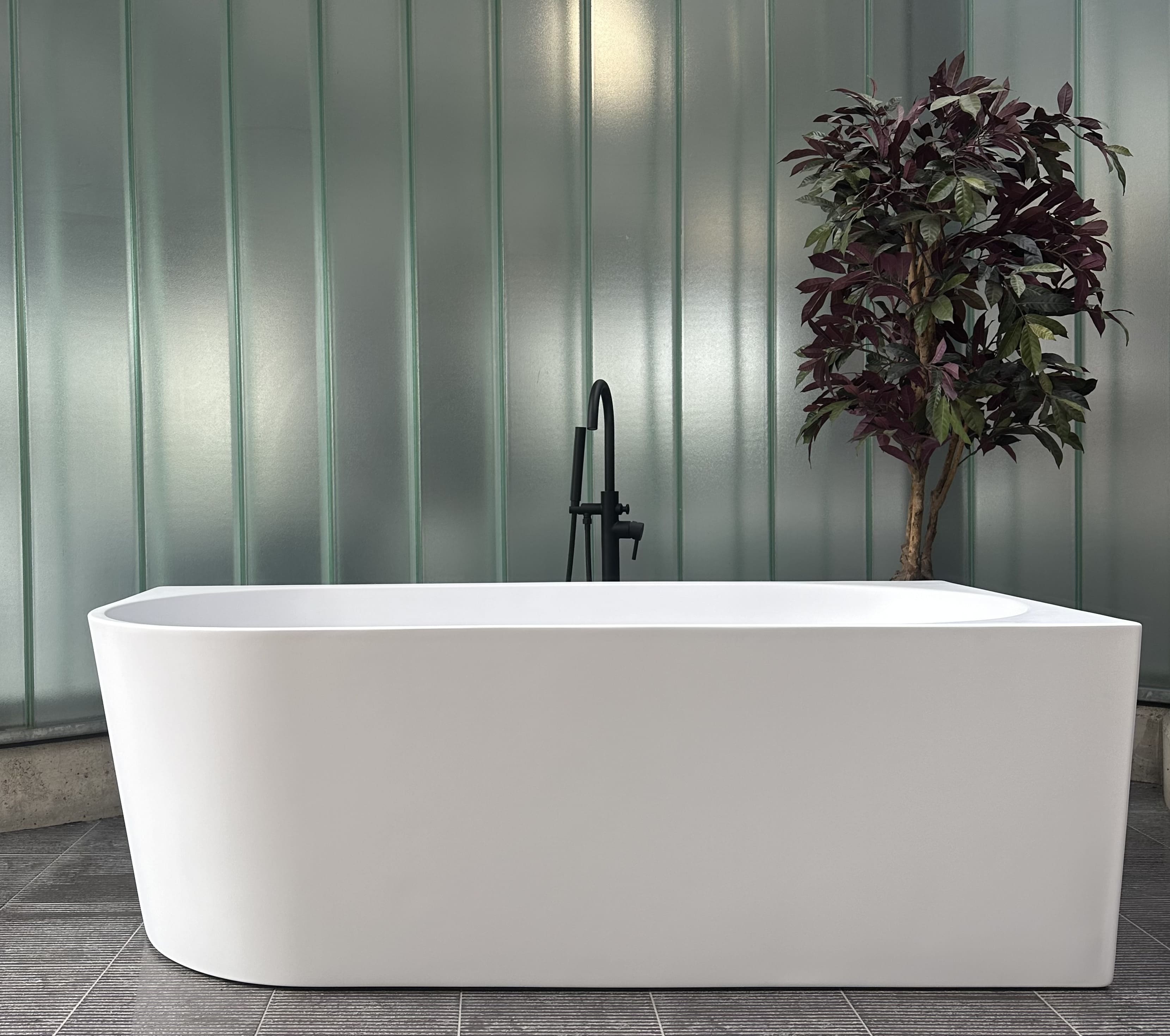 Ligbad / Hoekbad Jade - Half Vrijstaand Rechts - 170x80x58 cm - Glasvezelversterkt Acryl - Mat Wit - Inclusief Waste en Overloop