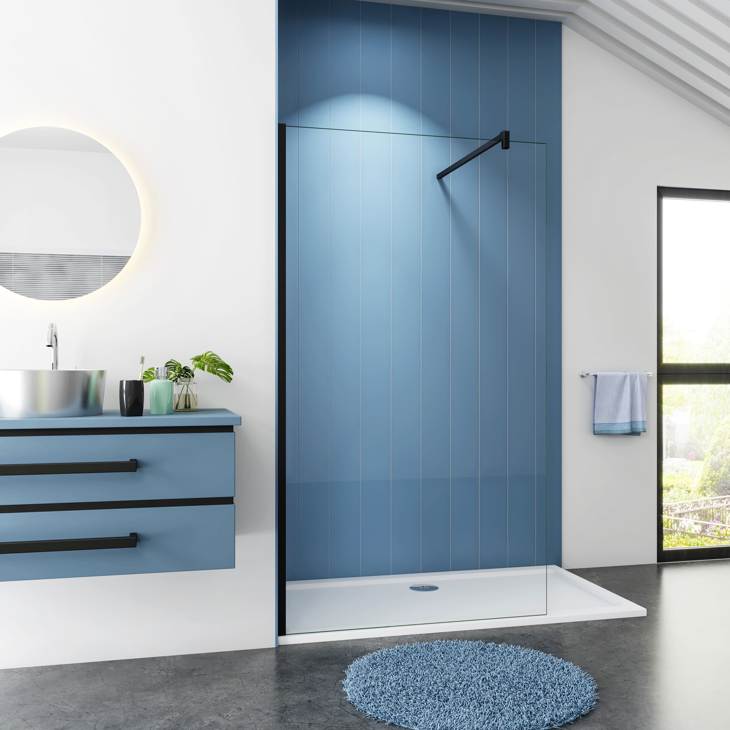 Inloopdouche Blossom 150x200 8mm Helder Glas Antikalk Mat Zwart