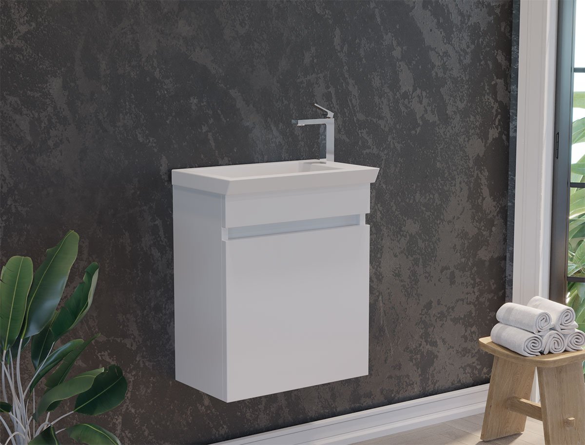 Toiletmeubel Ivreo - Wit - 45x28x55cm - Incl. Witte Keramische Wastafel - Voorgemonteerd - MDF