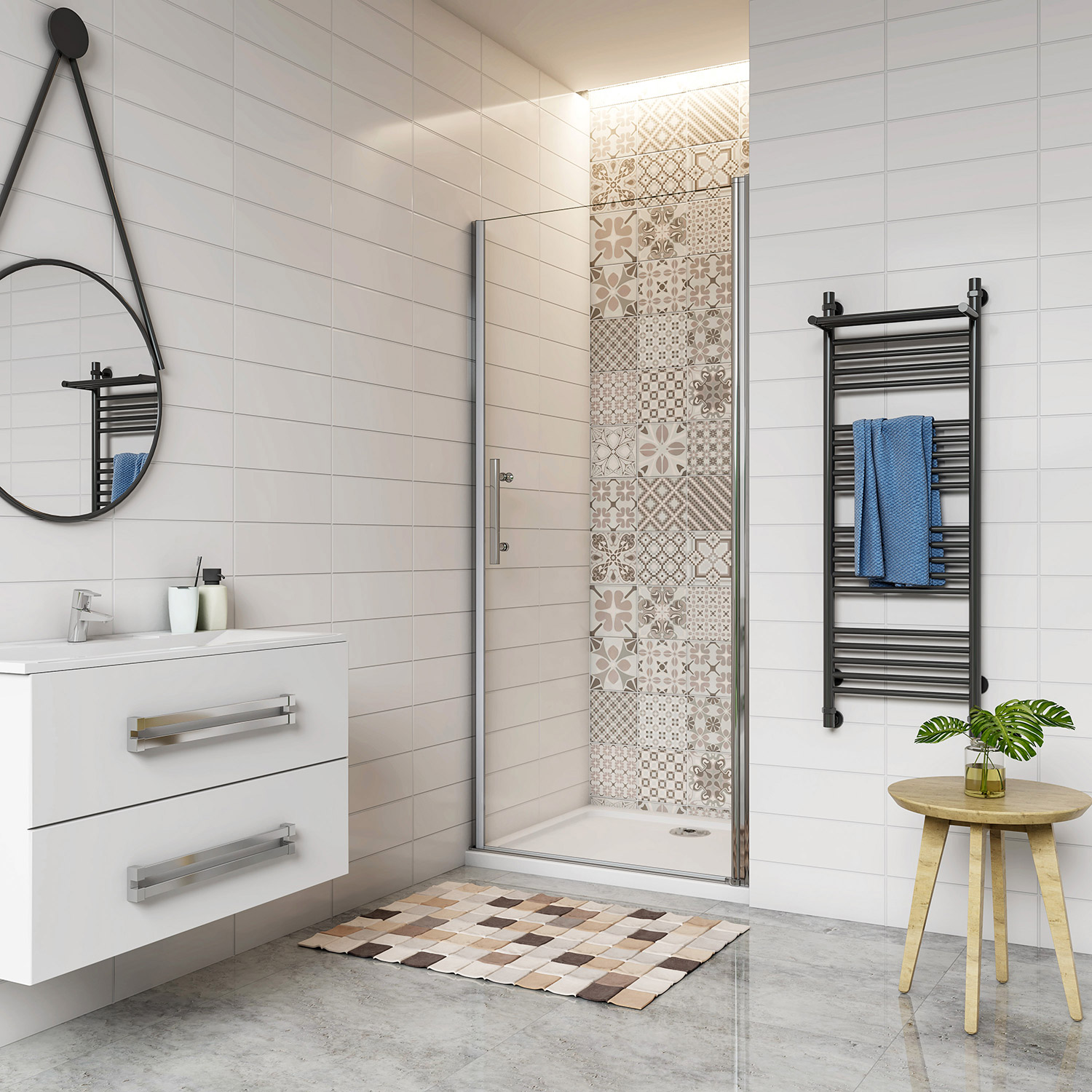 Douchedeur Holly Nisdeur 90x195 Draaideur 6mm Helder glas Antikalk Chroom