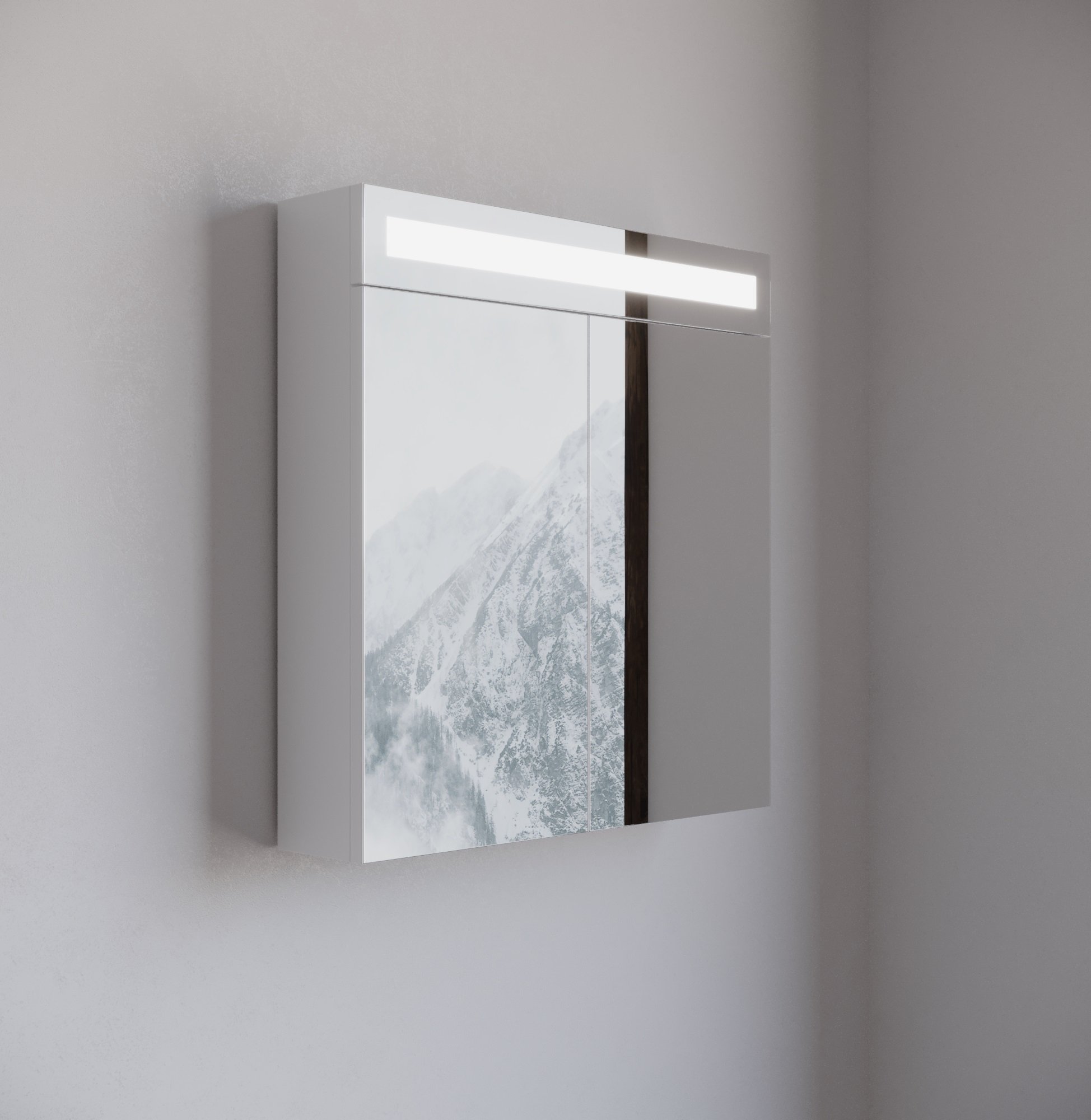 Spiegelkast / Badkamerkast Speciano - Wit - 65x68cm - LED Verlichting - Voorgemonteerd - 2 Deurs - Tuimelschakelaar