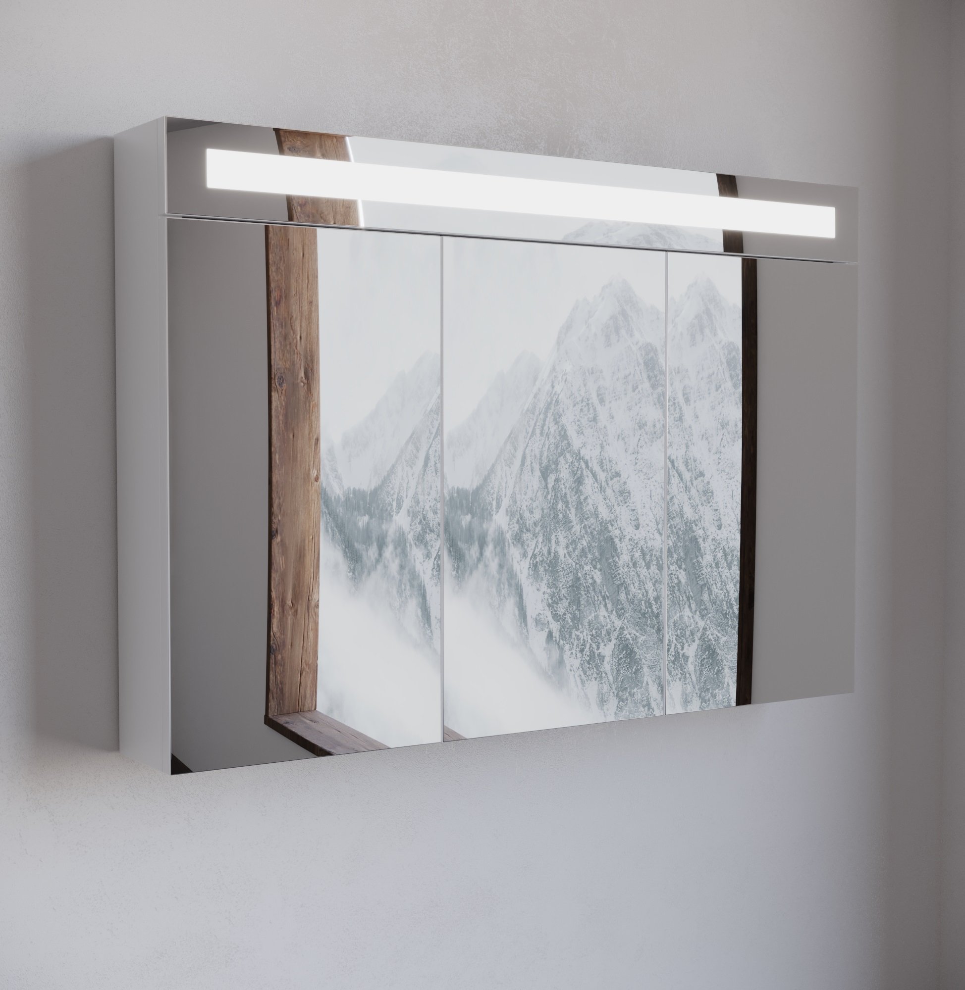 Spiegelkast / Badkamerkast Speciano - Wit - 100x68cm - LED Verlichting - Voorgemonteerd - 3 Deurs - Tuimelschakelaar