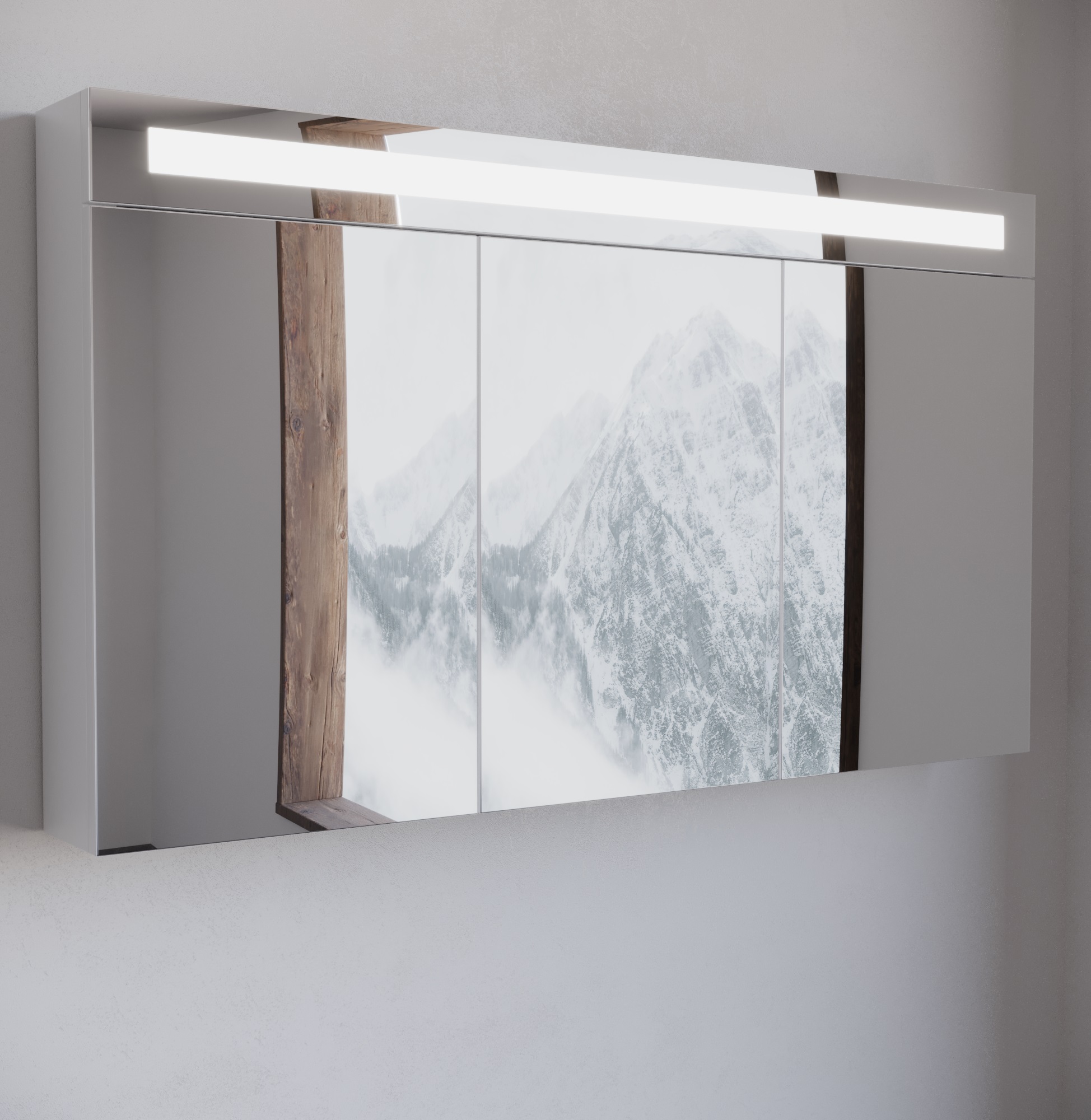 Spiegelkast / Badkamerkast Speciano - Wit - 120x68cm - LED Verlichting - Voorgemonteerd - 3 Deurs - Tuimelschakelaar