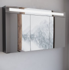 Spiegelkast 120 cm breed 3 deuren LED Verlichting Mat Zwart zijkant