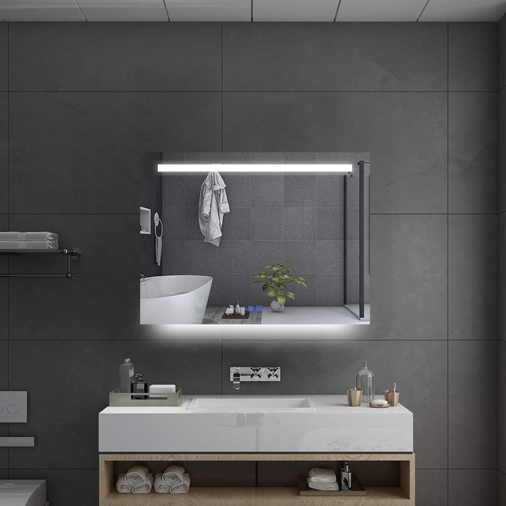 Badkamerspiegel - Moonlight - Rechthoek - 80x60cm - Spiegelverwarming - 3-standen Dimbare LED Verlichting - Touch Sensor