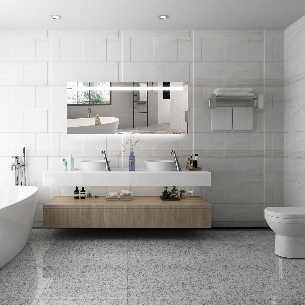 Badkamerspiegel - Moonlight - Rechthoek - 140x60cm - Spiegelverwarming - 3-standen Dimbare LED Verlichting - Touch Sensor