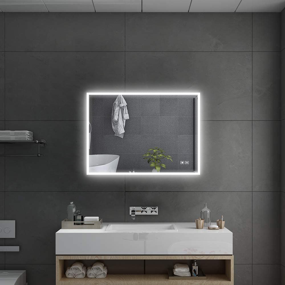 Badkamerspiegel - Starlight - Rechthoek - 70x50cm - Spiegelverwarming - 3-standen Dimbare LED Verlichting - Touch Sensor